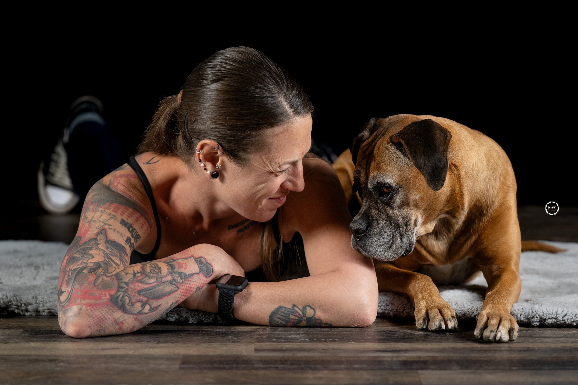 Sophart Photography Hunde Fotoshooting mit Besitzer